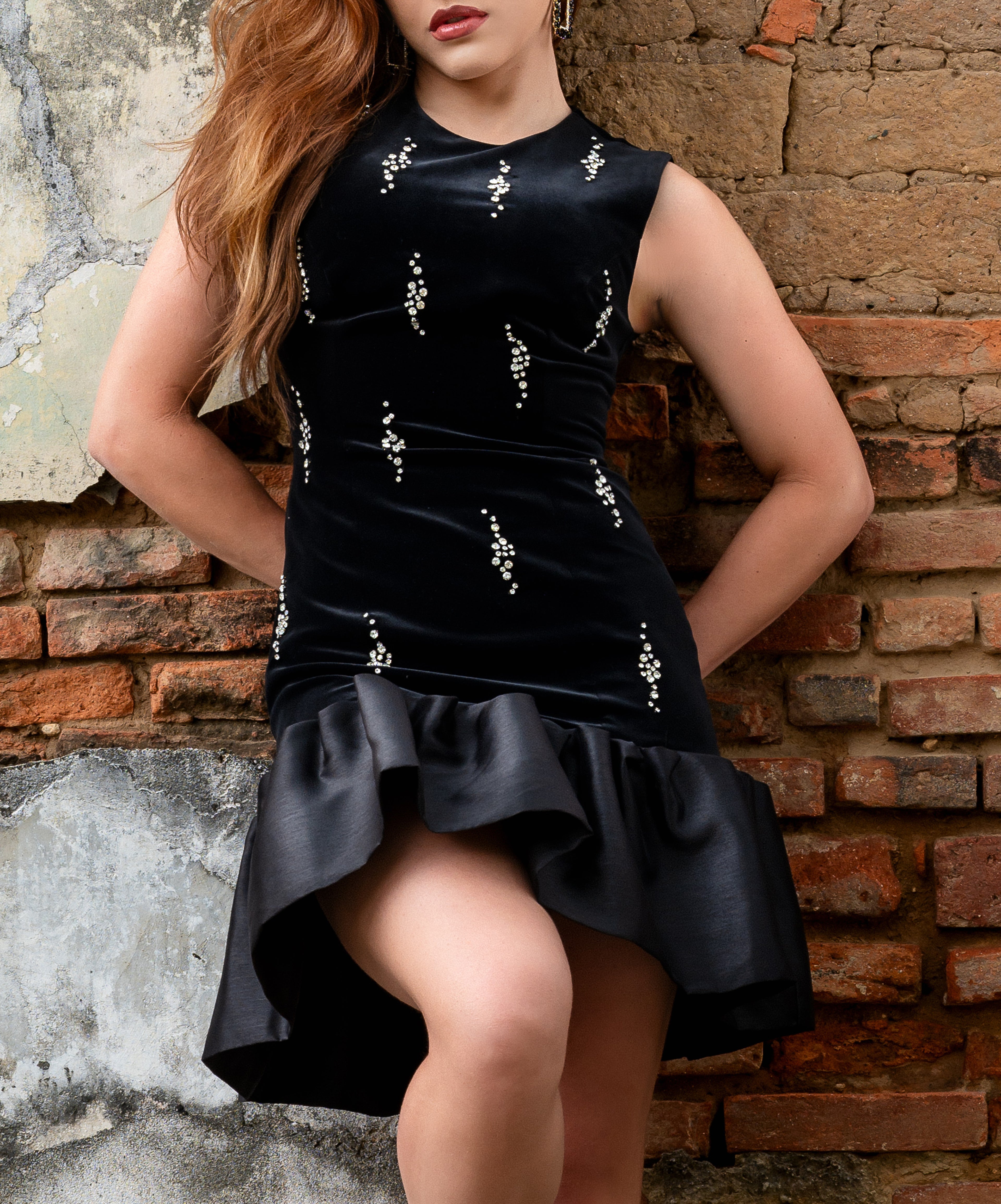 Vestido de terciopelo y brillos