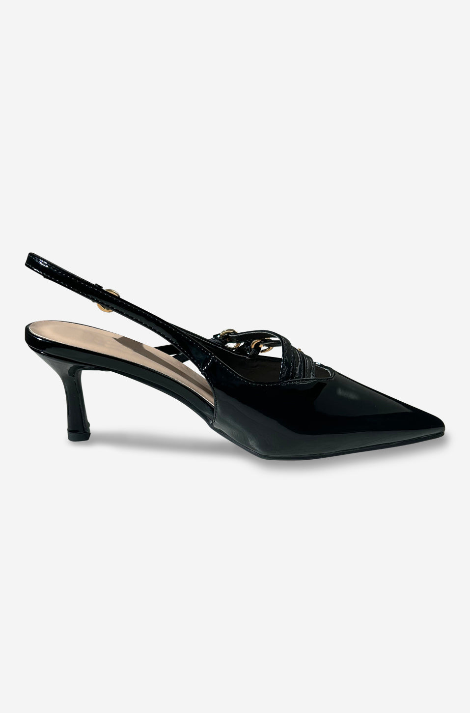 ZAPATO DE TACON NEGRO PATENTE