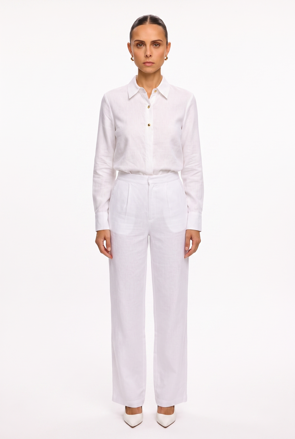 Camisa lino blanca - frontal