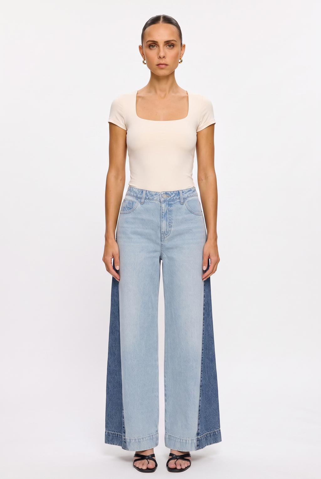 Jean wide leg bicolor - frontal