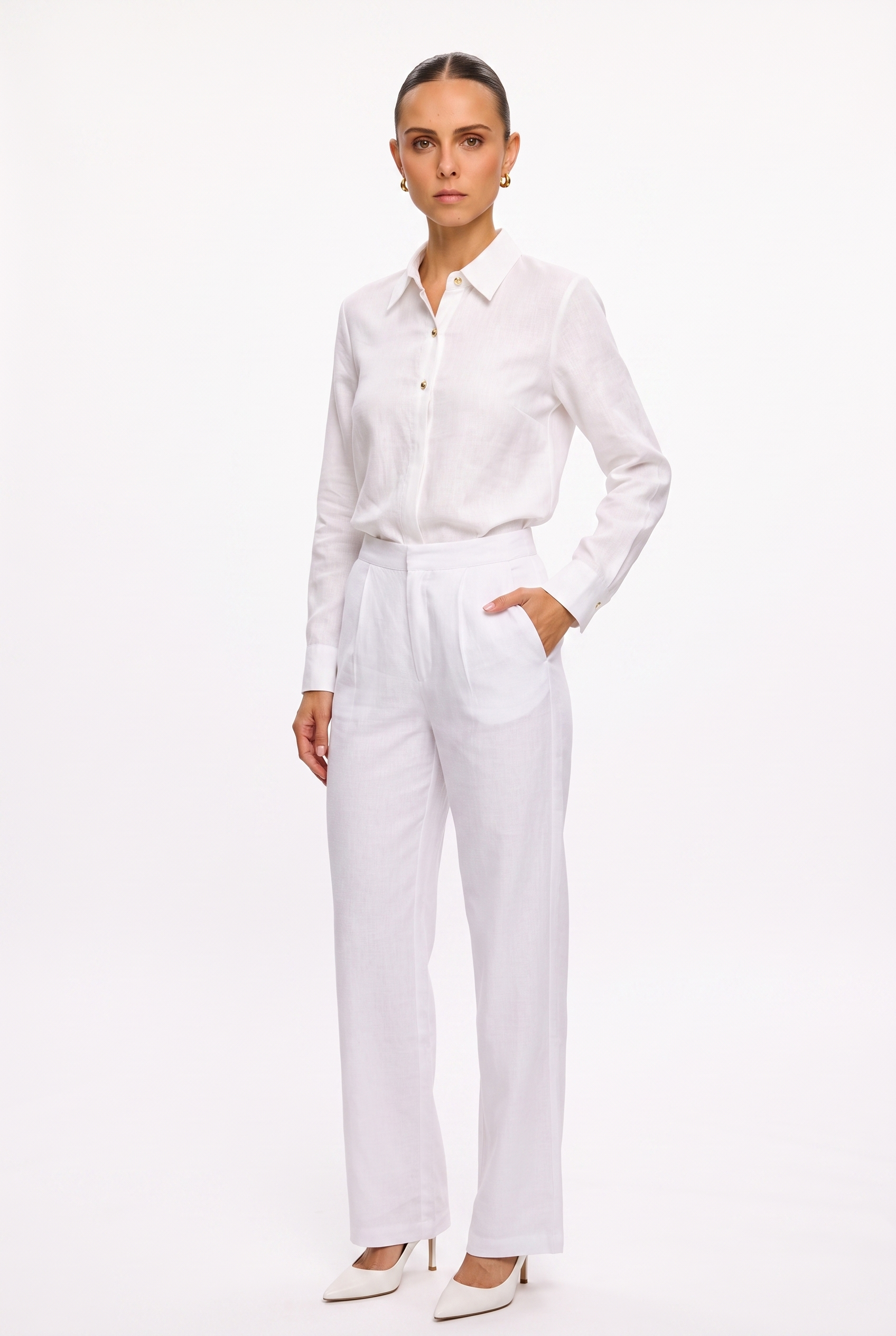 Camisa lino blanca - ángulo