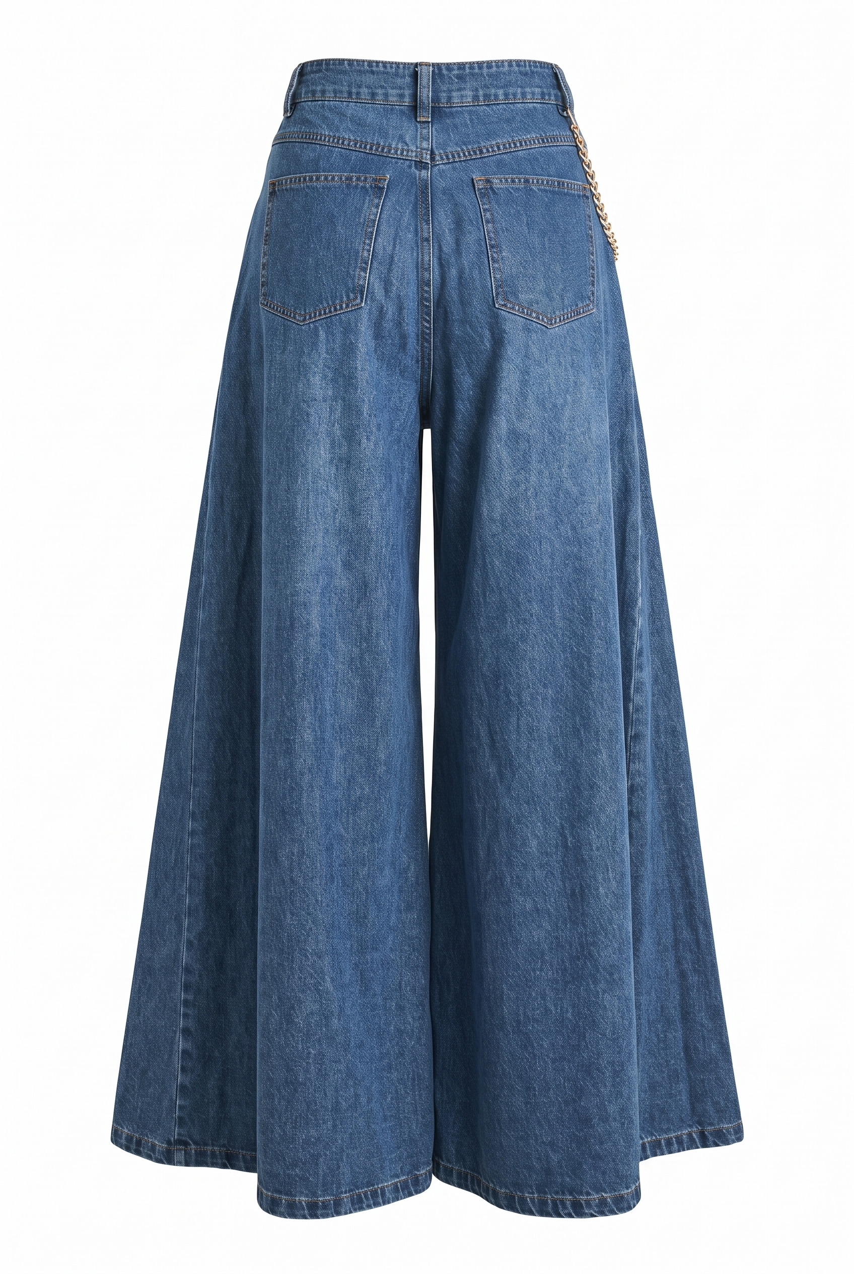 Pantalón denim palazzo - espalda