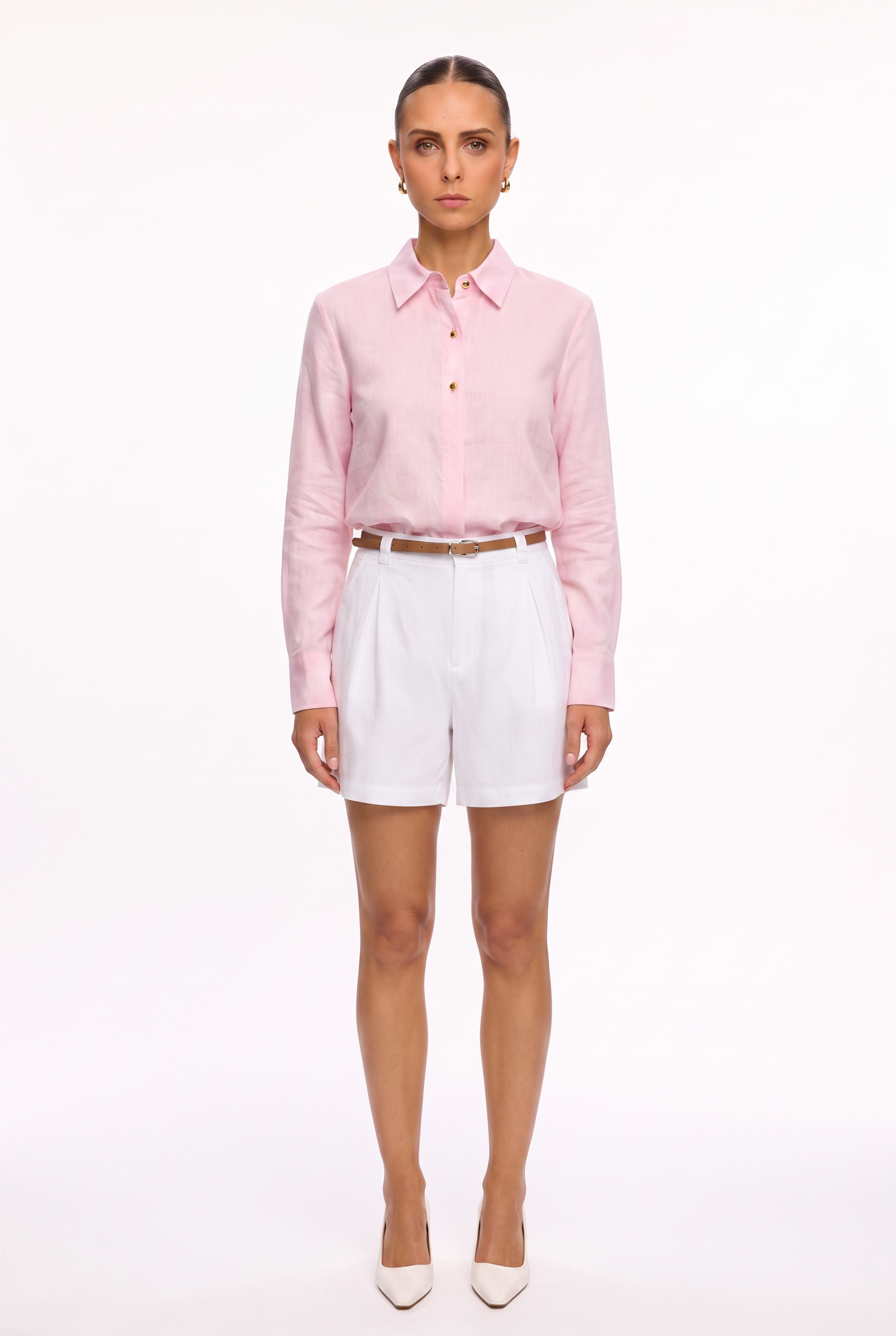 Camisa lino rosa - frontal