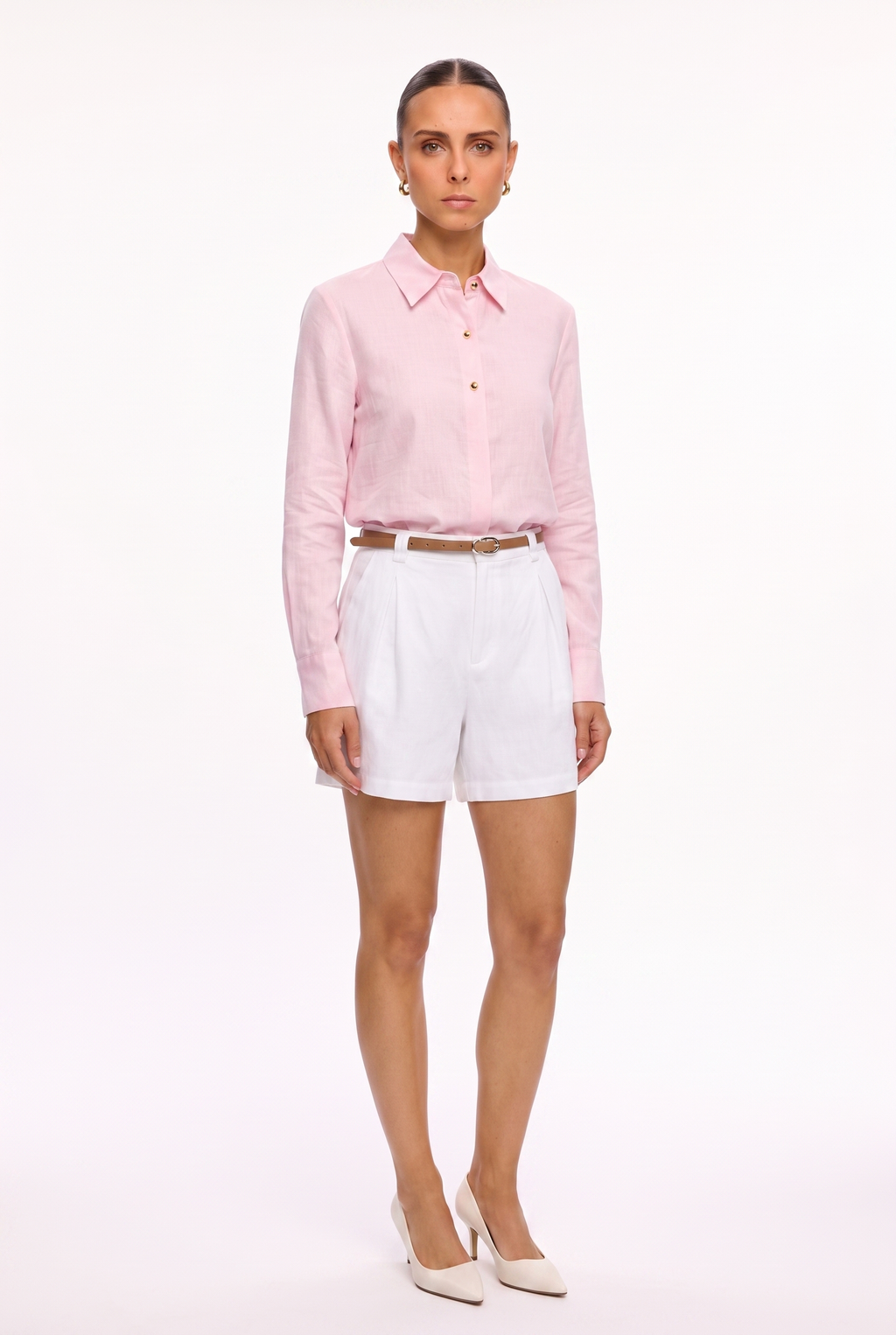 Camisa lino rosa - ángulo