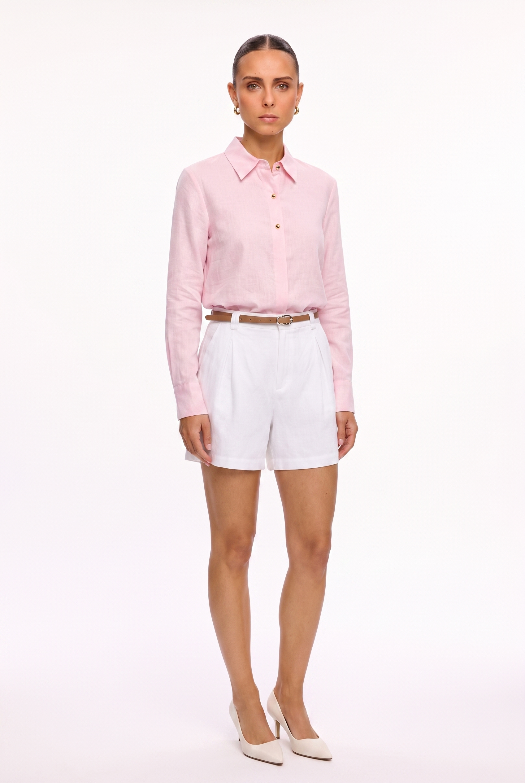 Camisa lino rosa - ángulo