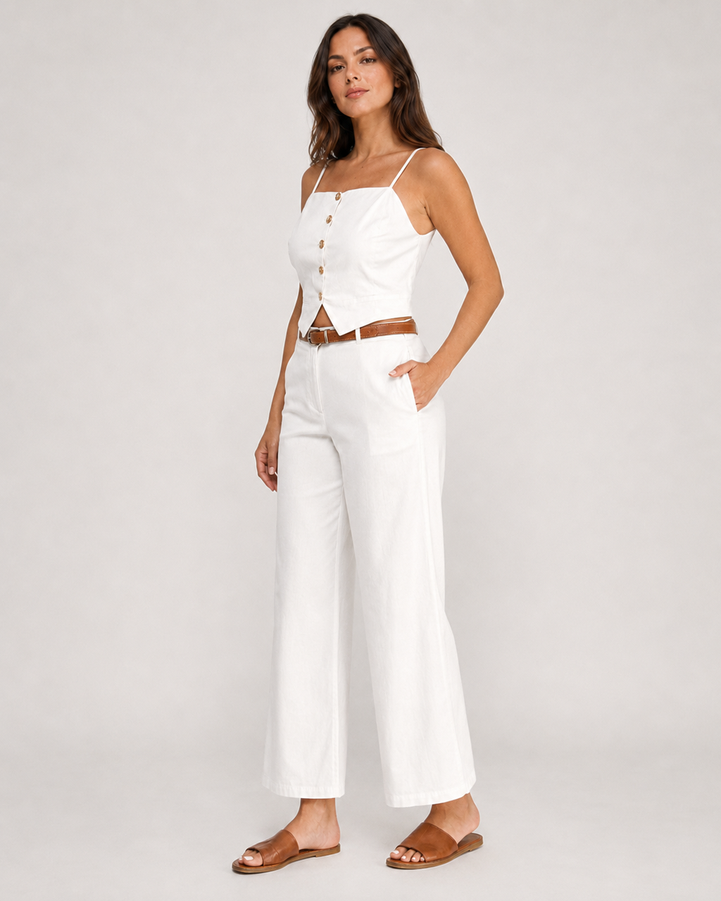 White Pant And Top Set