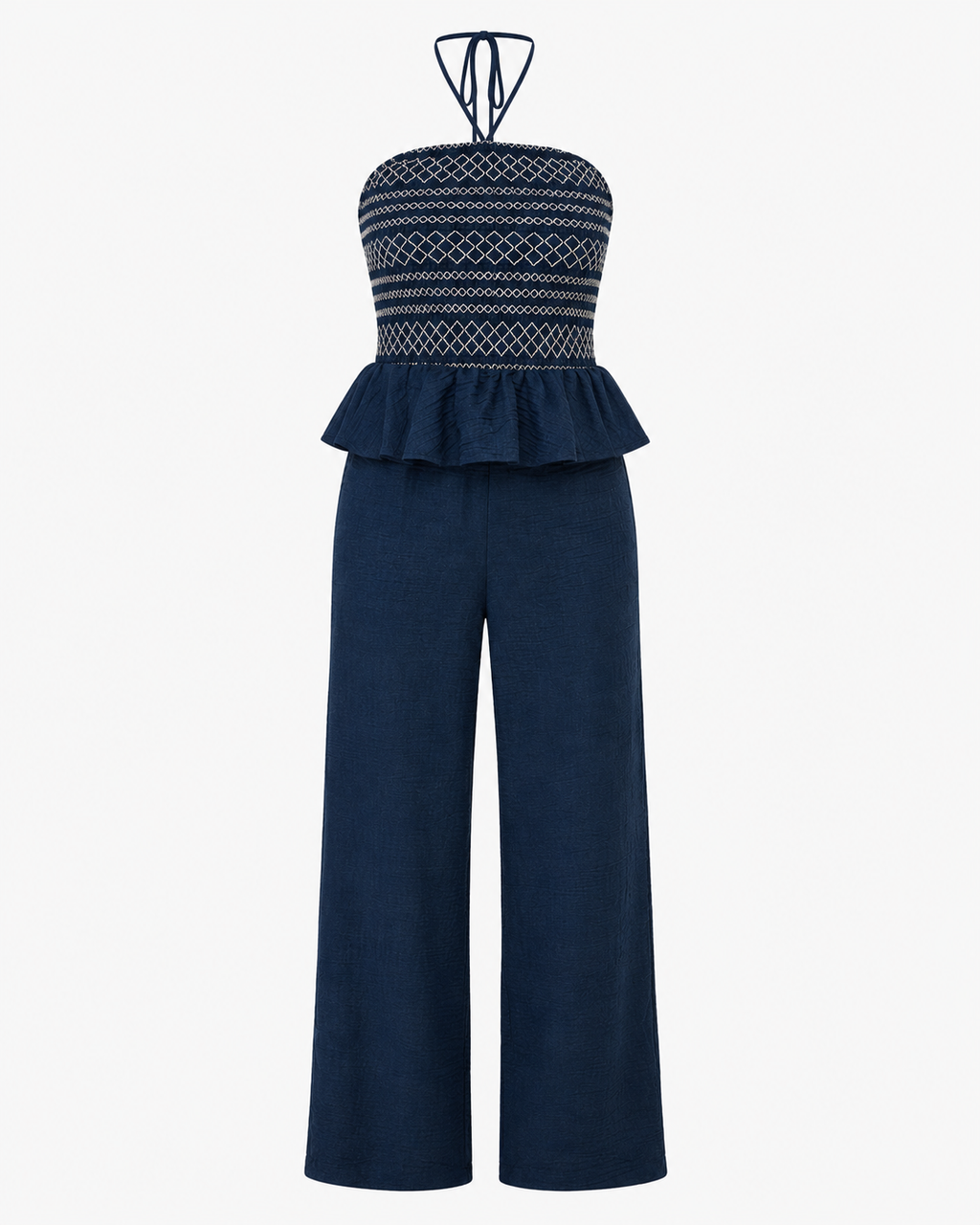Navy Embroidered Jumpsuit