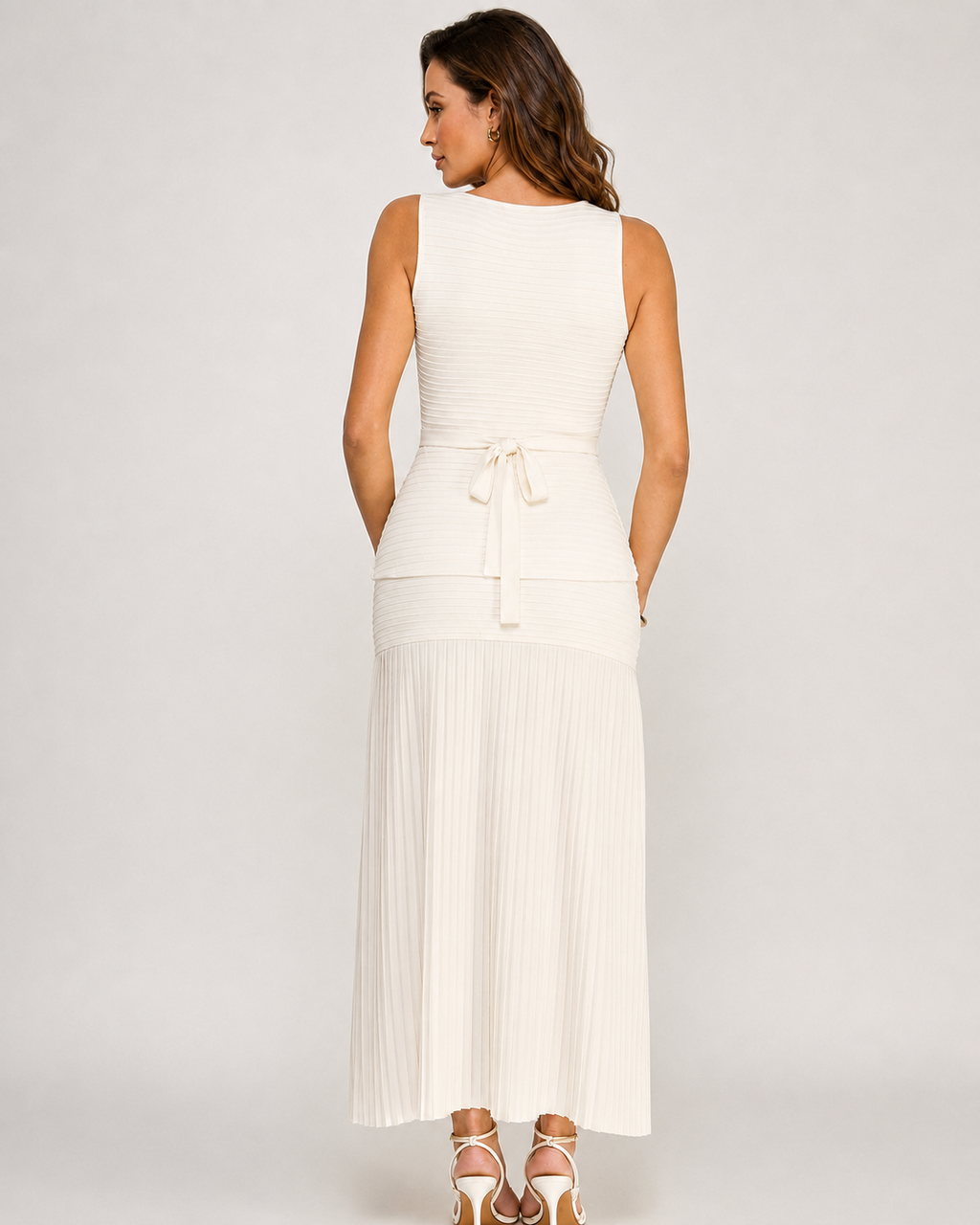 Sweater Vest And Contrast Pleated Skirt Set