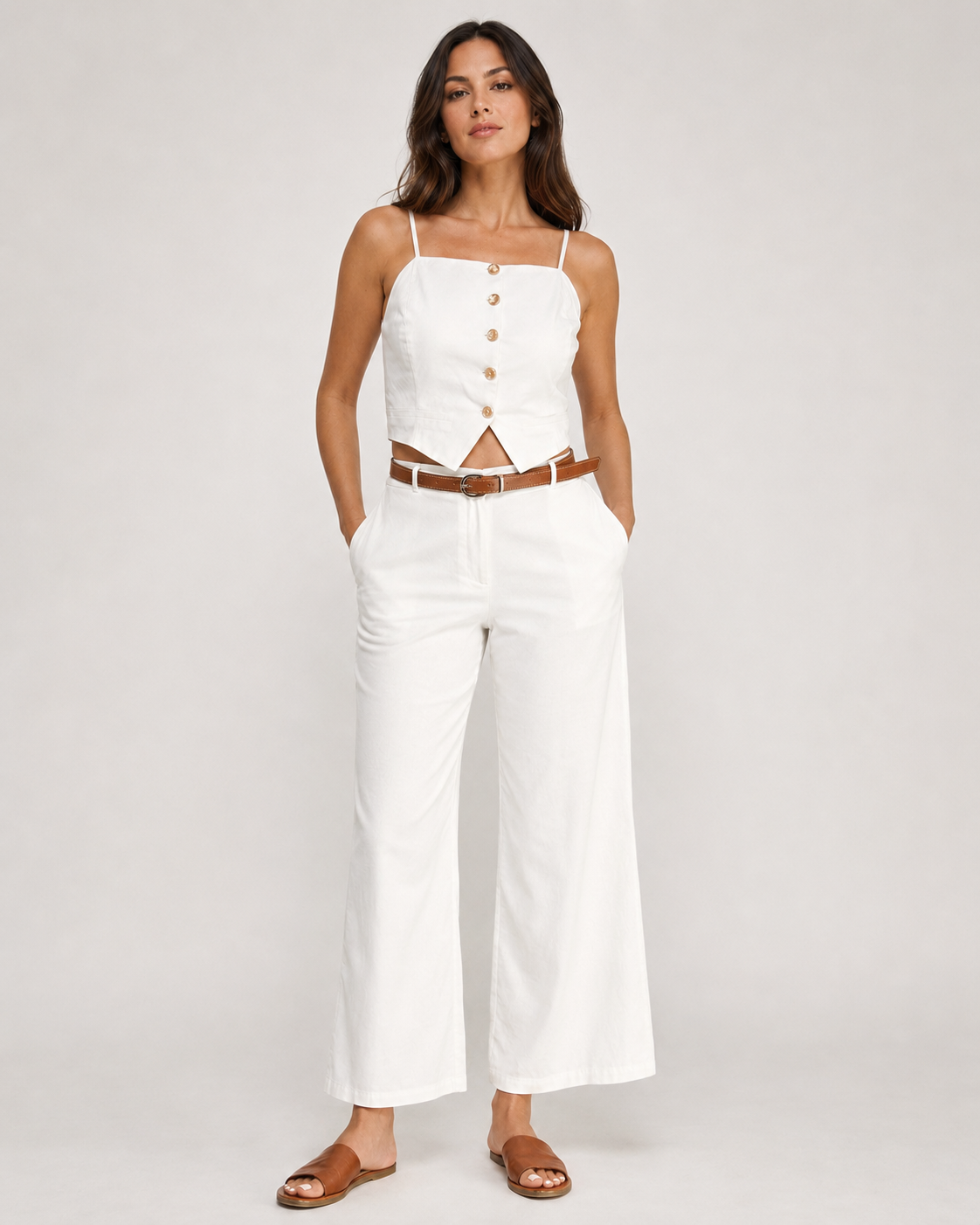 White Pant And Top Set