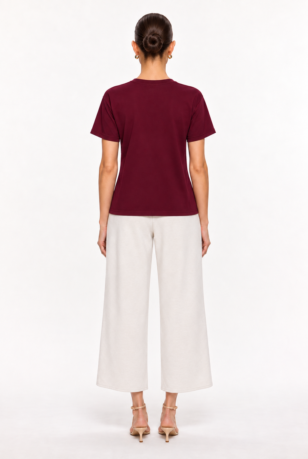 BURGUNDY RELAXED CREW-NECK T-SHIRT - back view