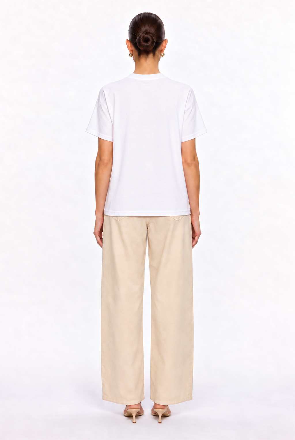 WHITE RELAXED CREW-NECK T-SHIRT - back view