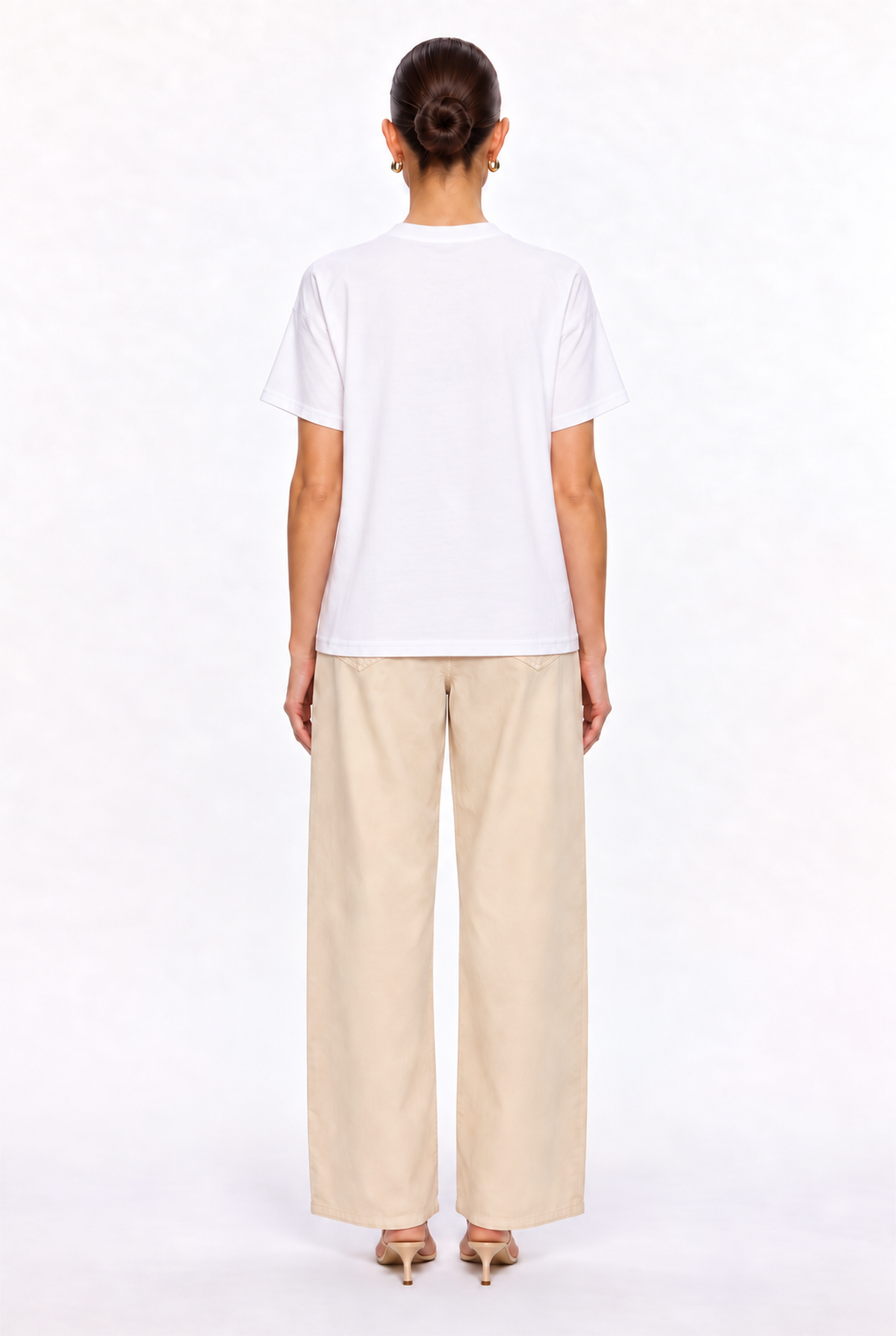 WHITE RELAXED CREW-NECK T-SHIRT - back view