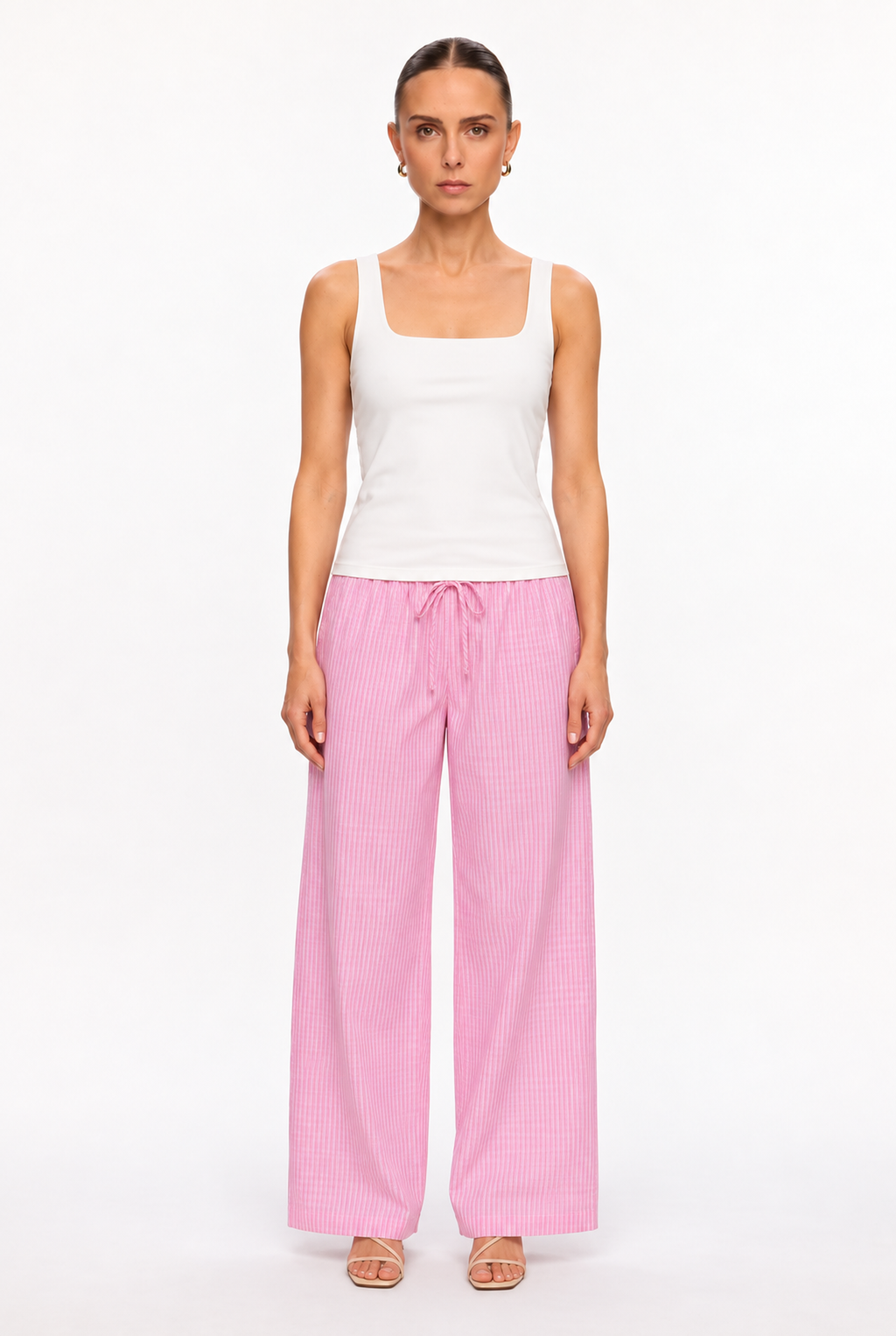 OFF-WHITE DOUBLE-LAYER SQUARE-NECK TOP - front view