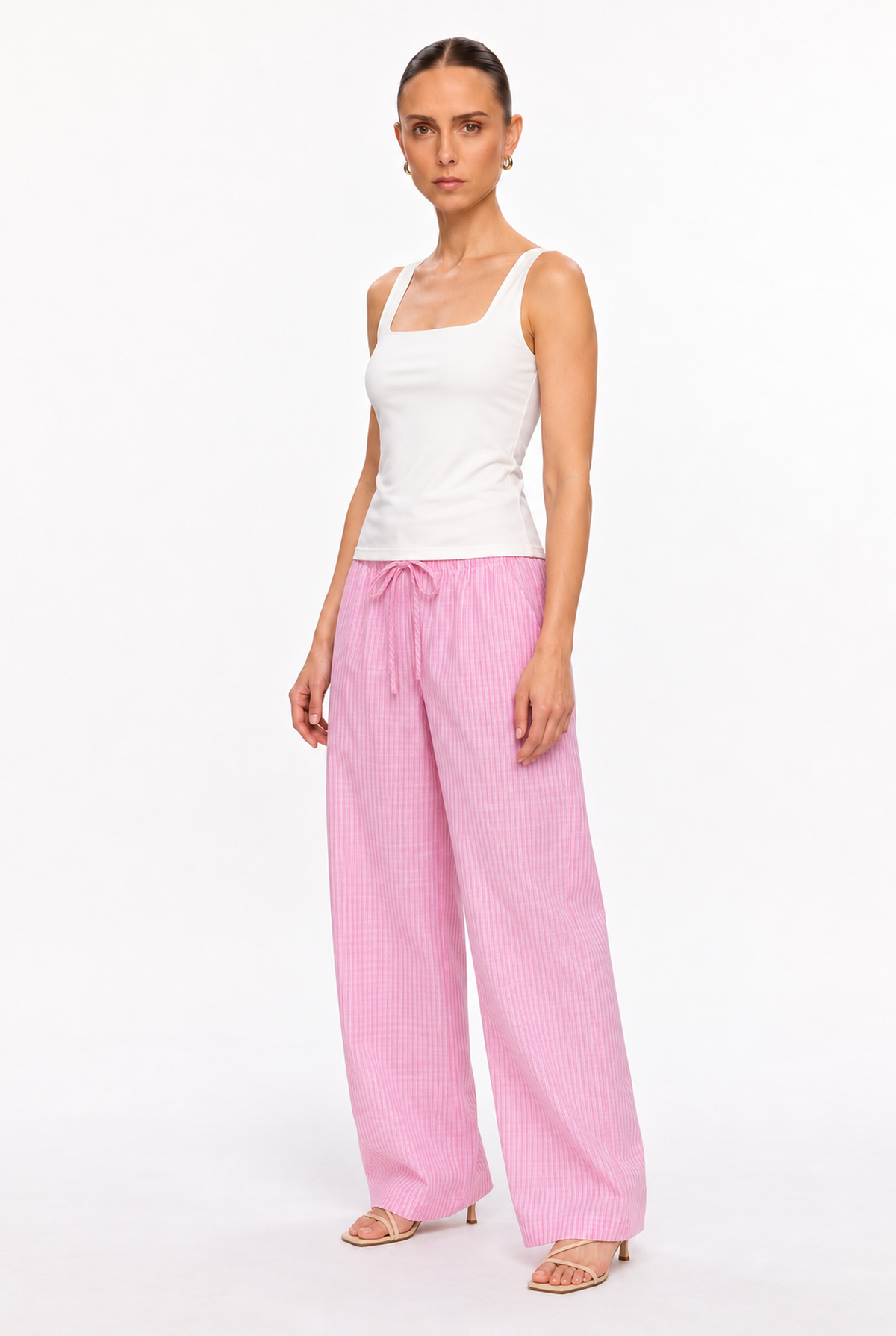 OFF-WHITE DOUBLE-LAYER SQUARE-NECK TOP - three-quarter view