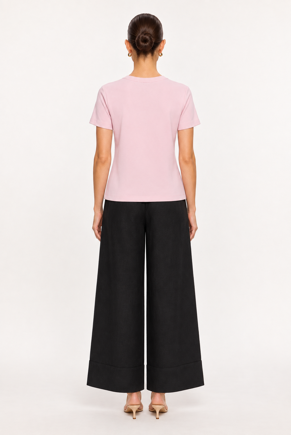 PINK SOFT-KNIT CREW-NECK TOP - back view