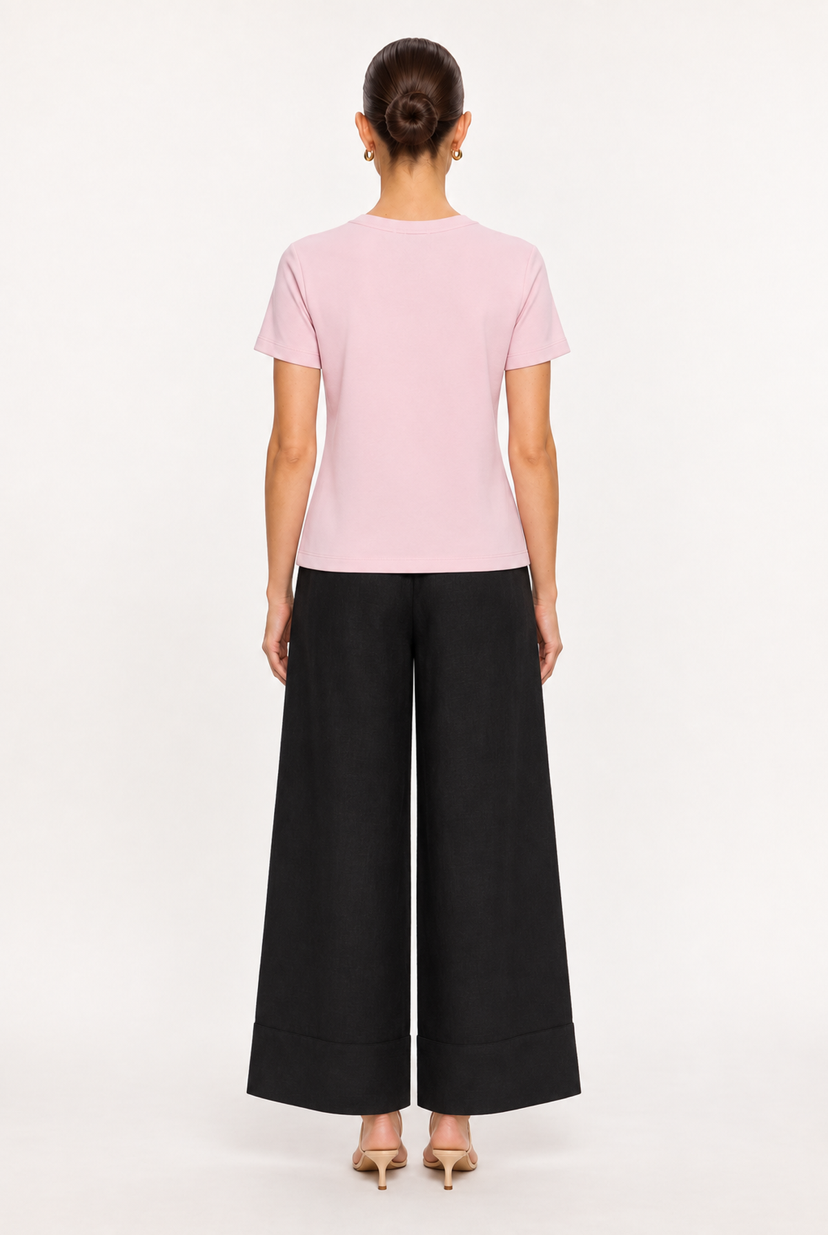 PINK SOFT-KNIT CREW-NECK TOP - back view