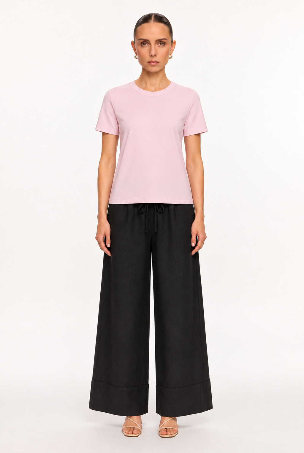 PINK SOFT-KNIT CREW-NECK TOP - front view