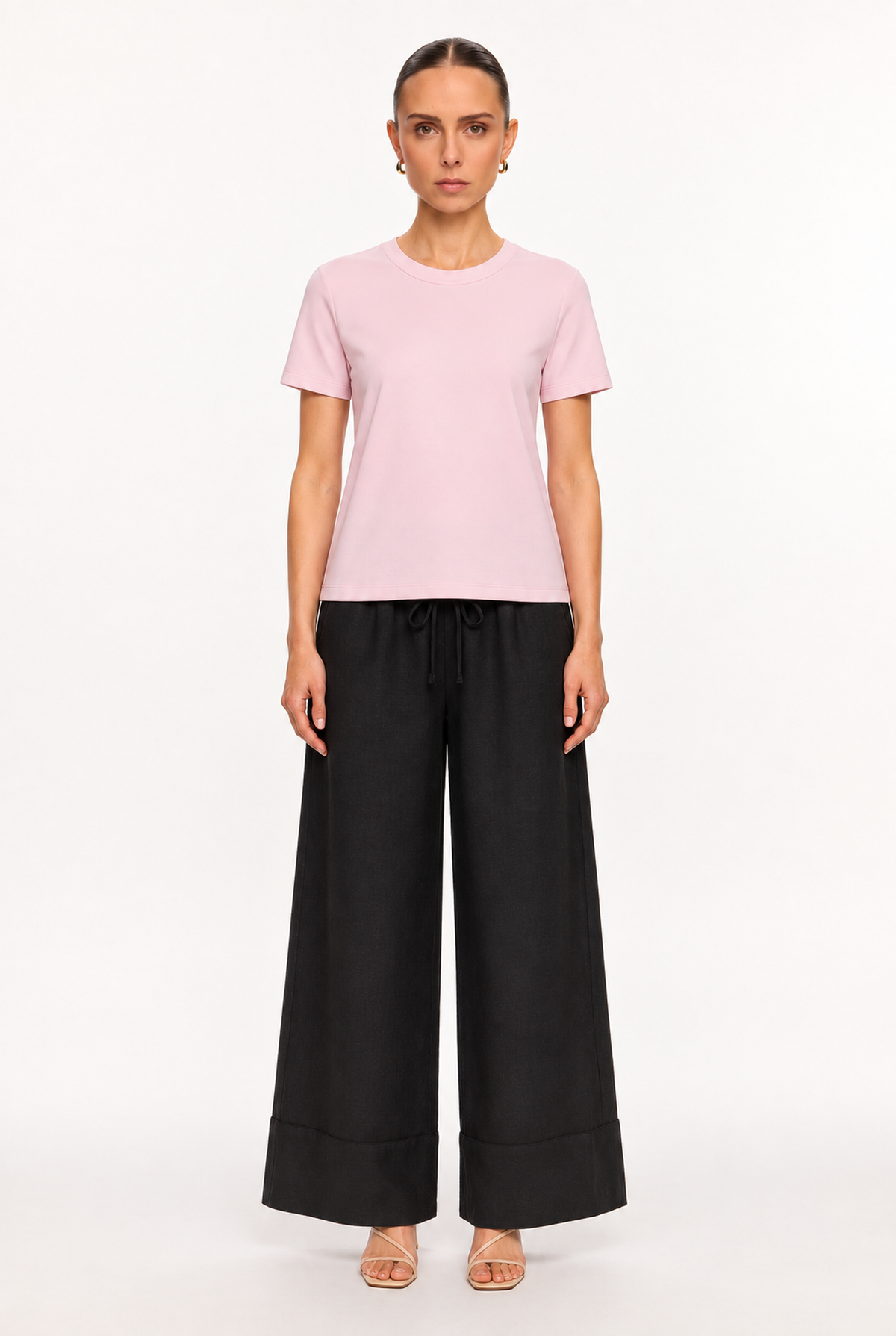PINK SOFT-KNIT CREW-NECK TOP - front view