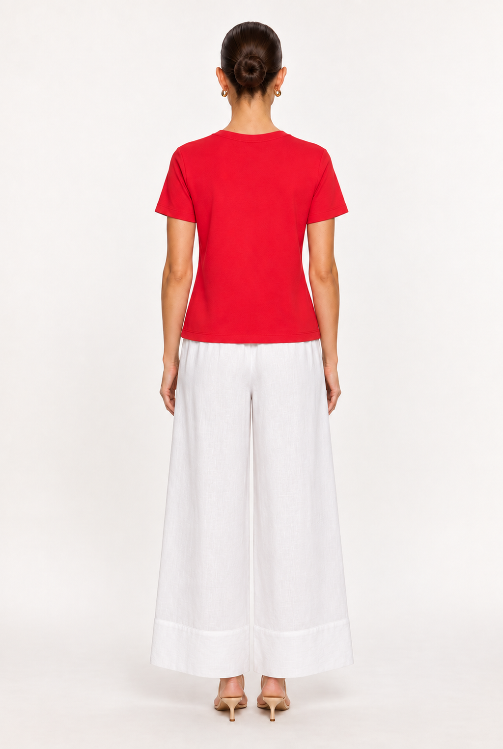 RED SOFT-KNIT CREW-NECK TOP - back view