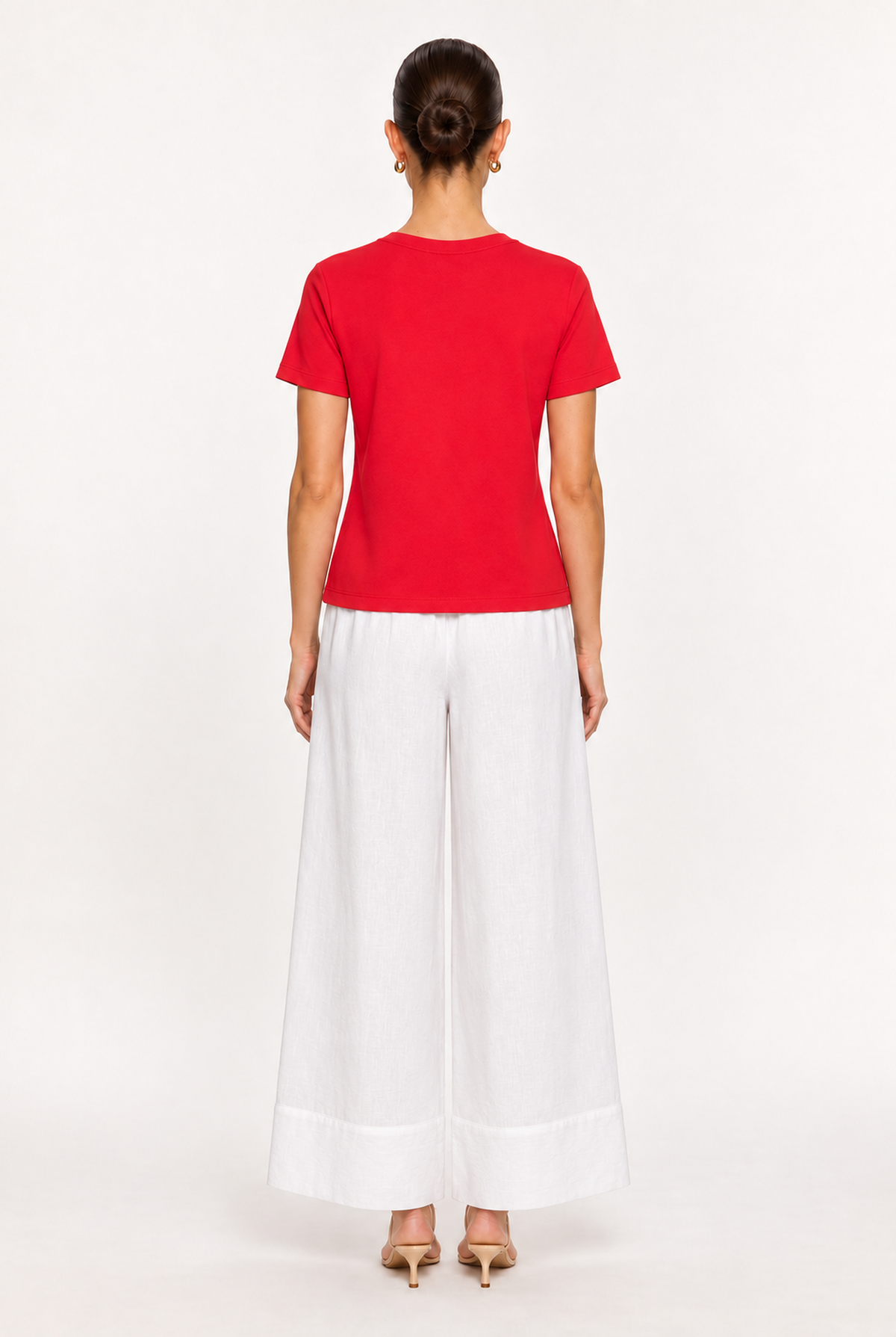 RED SOFT-KNIT CREW-NECK TOP - back view