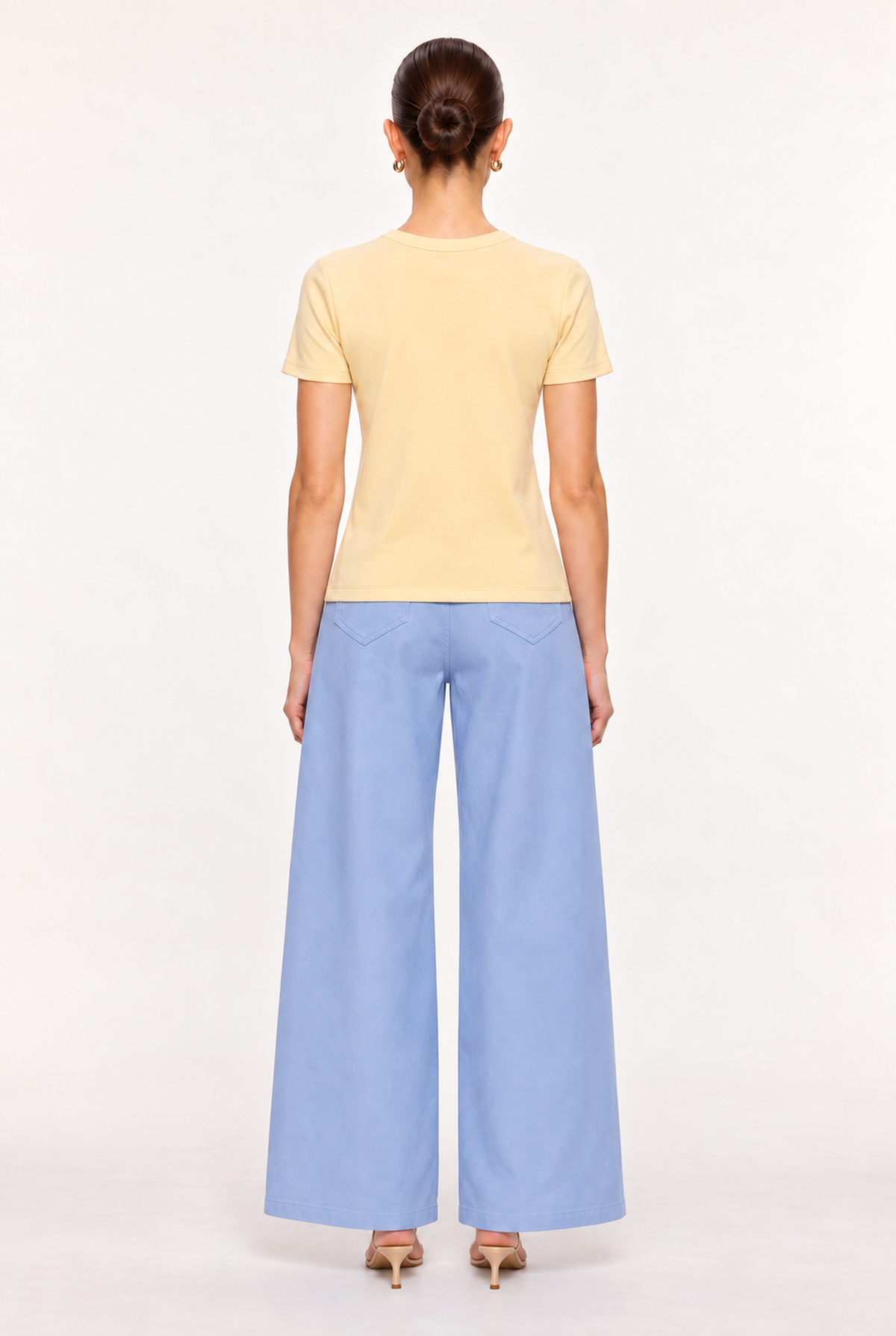 MUTED YELLOW SOFT-KNIT CREW-NECK TOP - back view