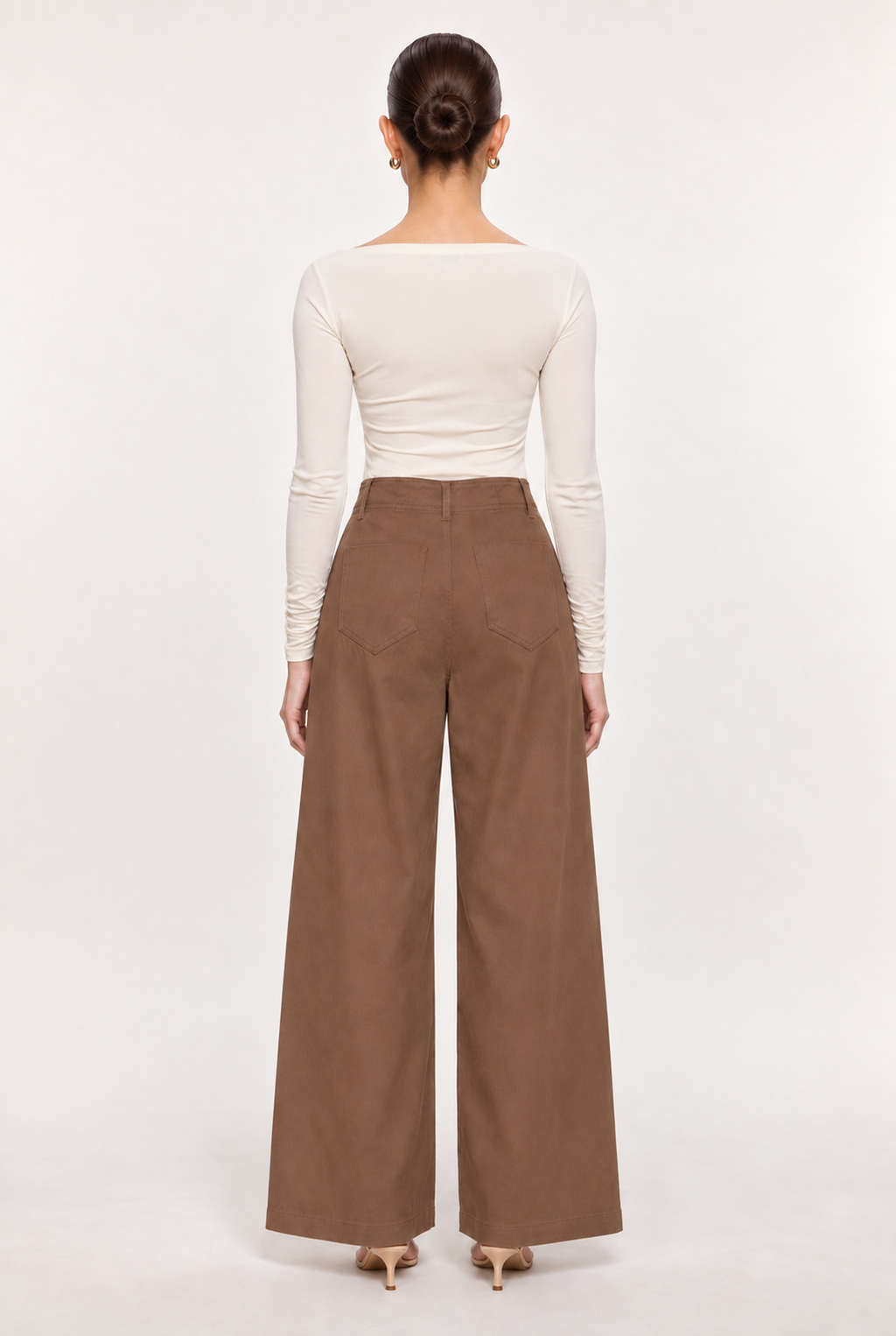 IVORY ASYMMETRIC DRAPED KNIT TOP - back view