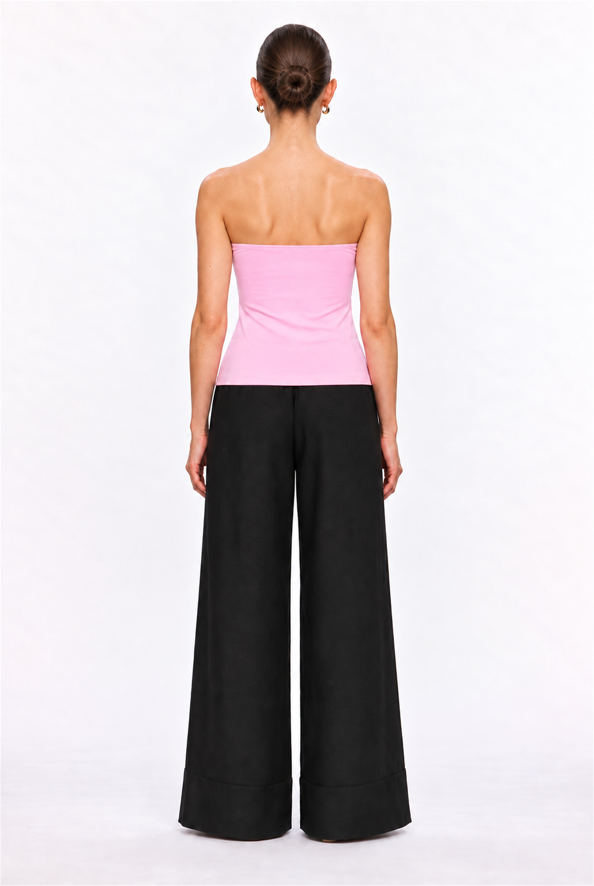 PINK DOUBLE-LAYER LONG TUBE TOP - back view
