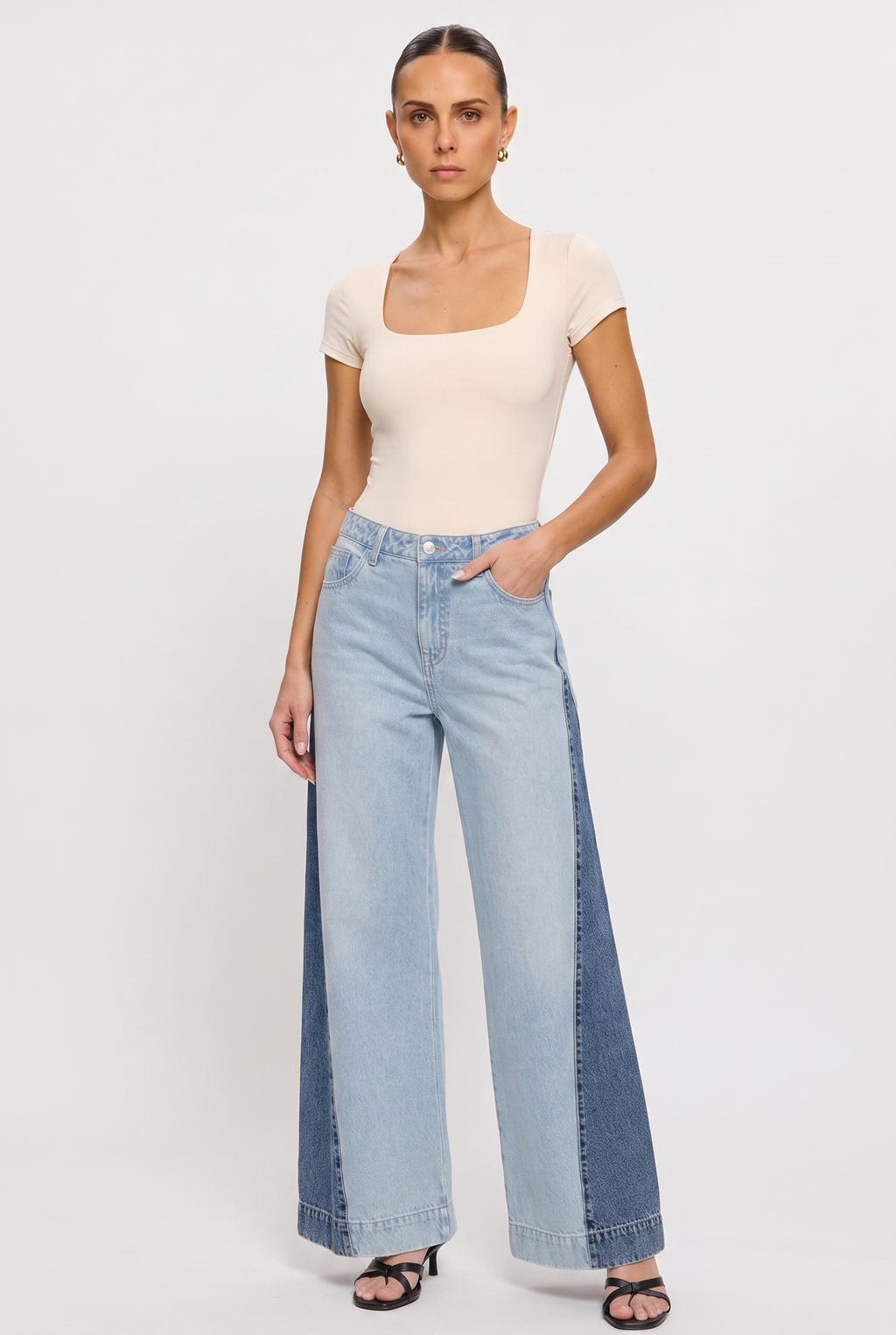 Jean wide leg bicolor - ángulo