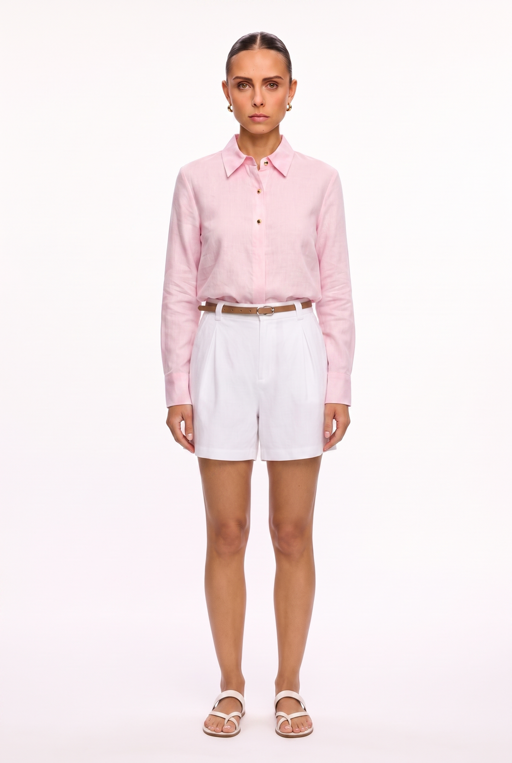 Short lino blanco - frontal