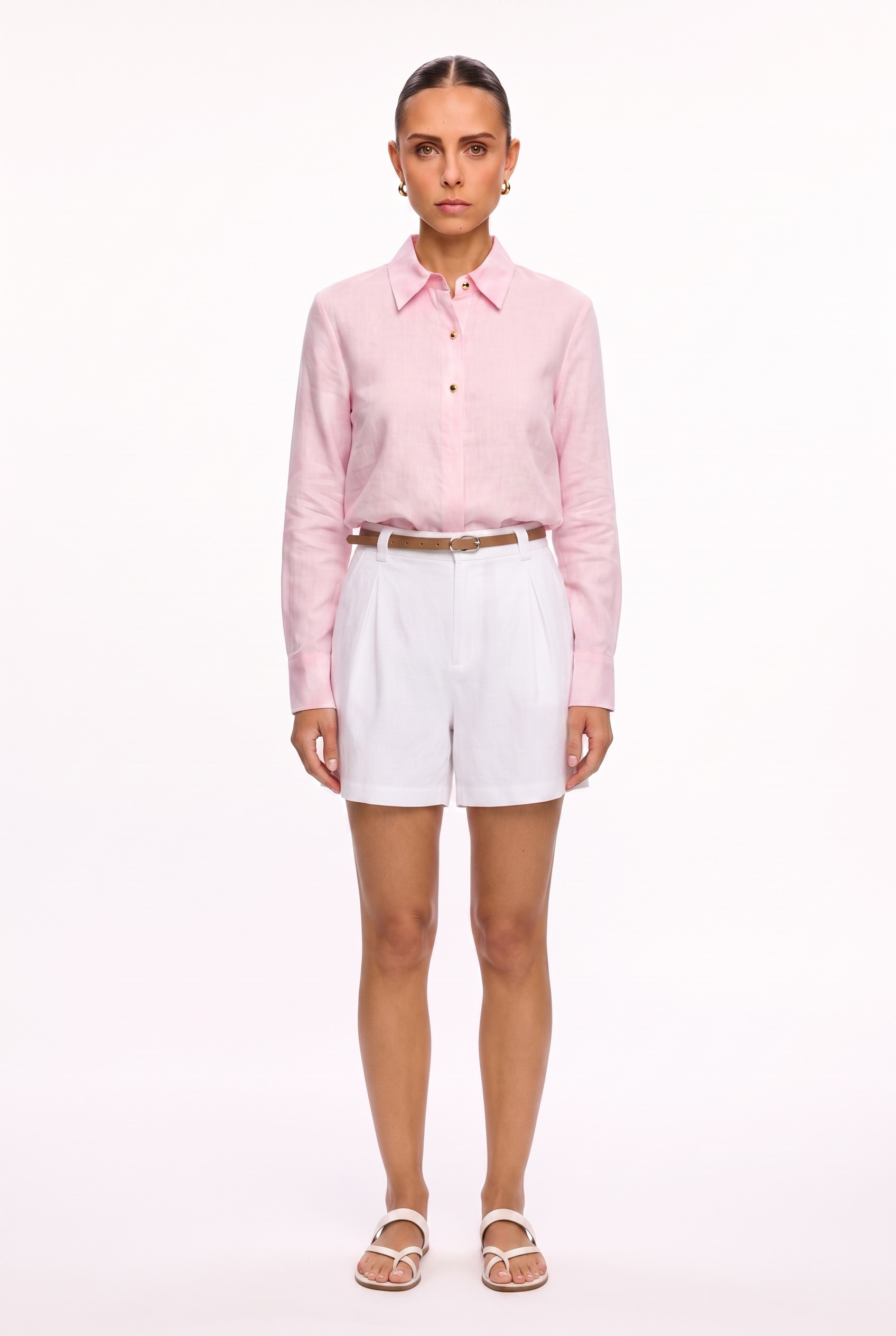 Short lino blanco - frontal