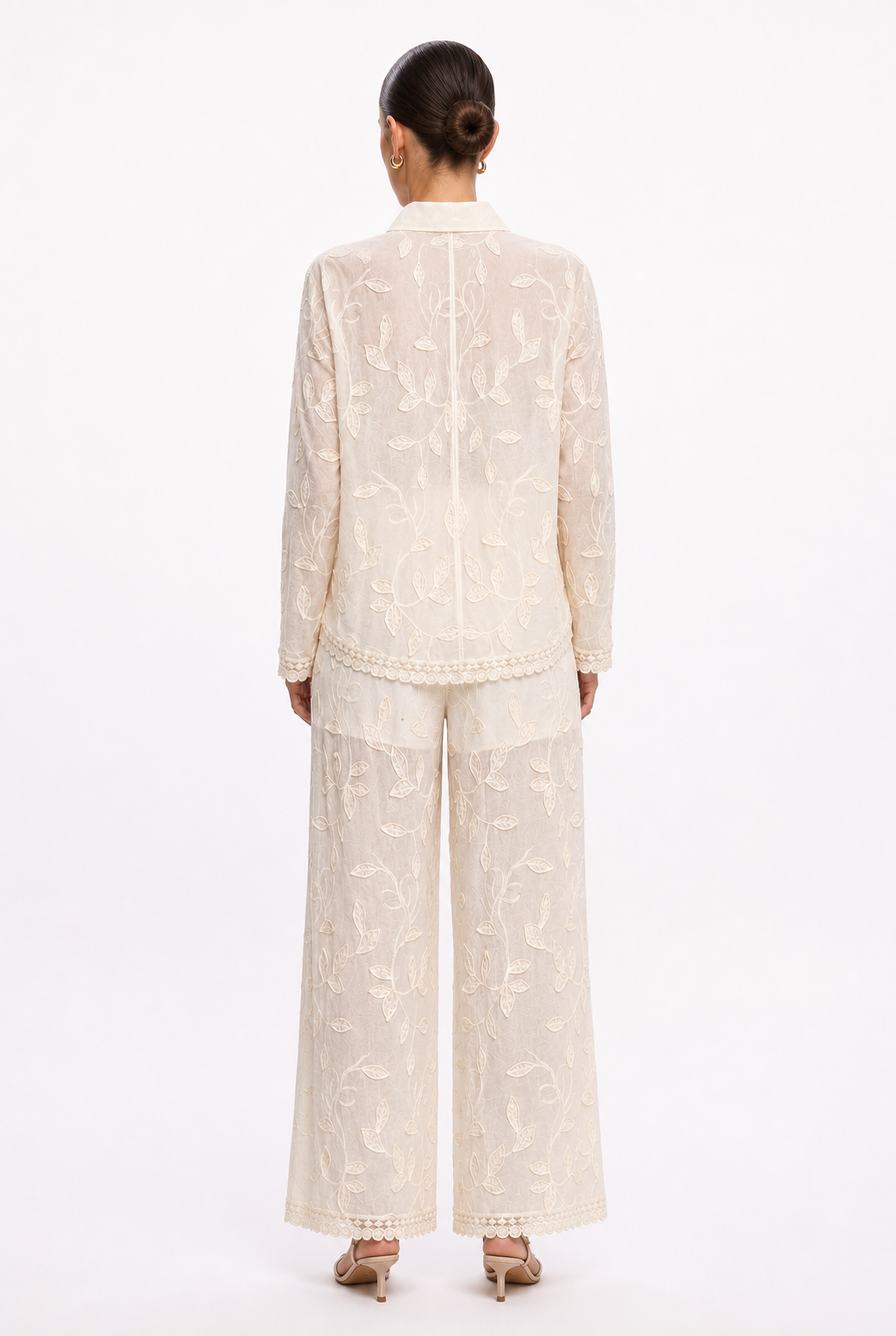 IVORY EMBROIDERED SHIRT AND PANTS SET - Alternate view