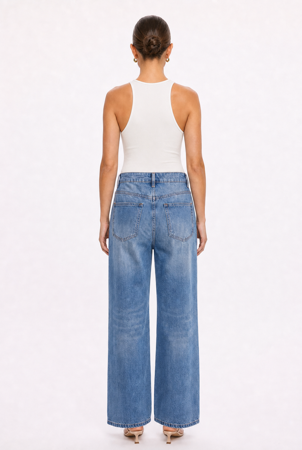 WHITE RACERBACK BODYSUIT - Back view
