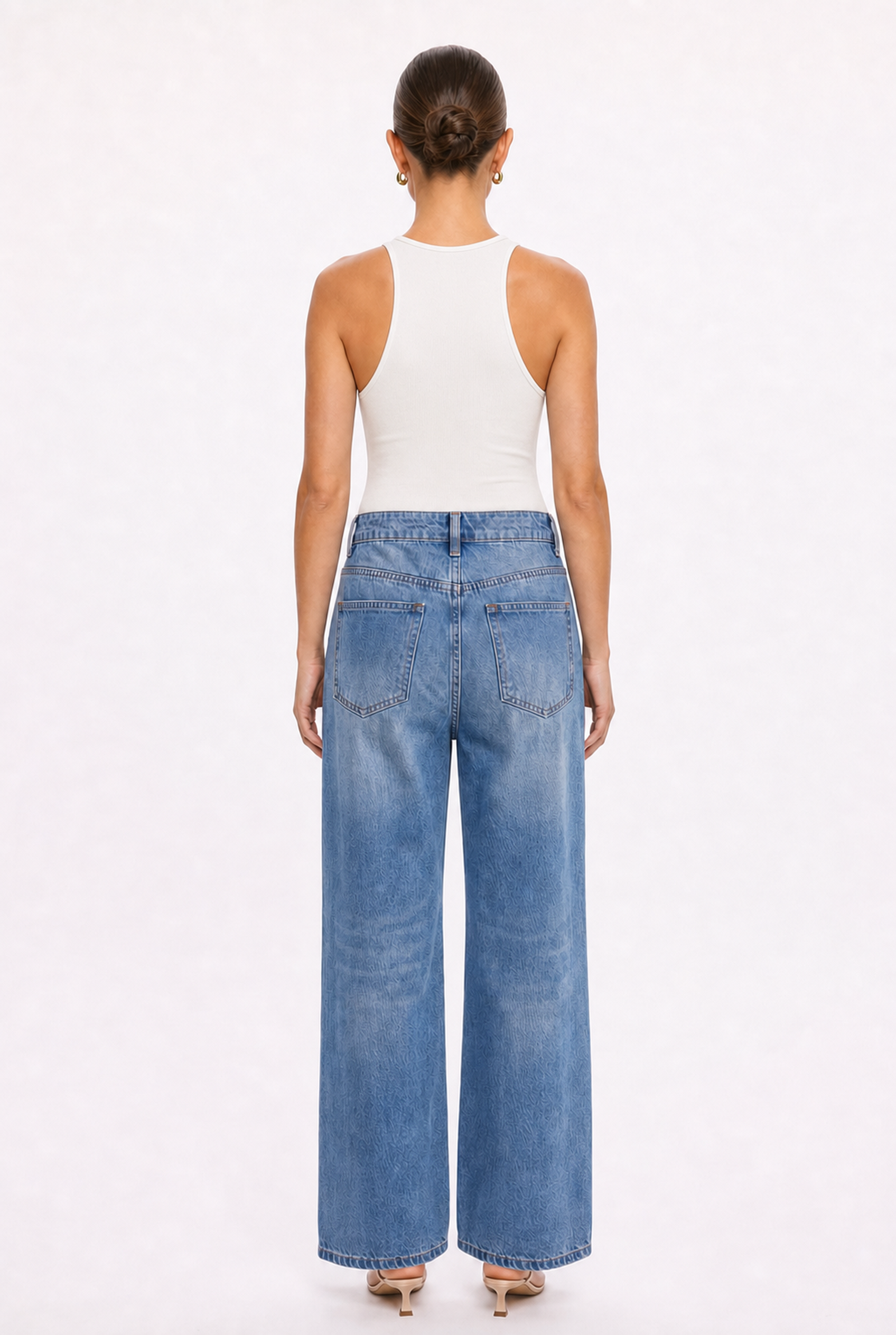 WHITE RACERBACK BODYSUIT - Back view